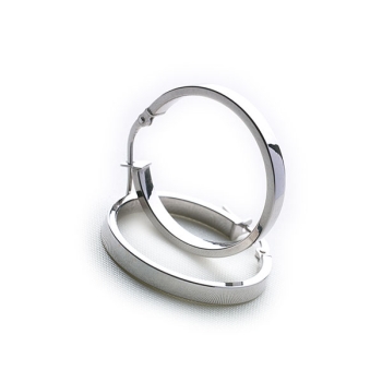 Rectangular Hoop Earrings White (24mm)
