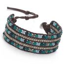 Woven Bead Cuff (TQ/Silver)