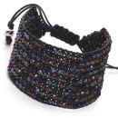 Large Woven Bead Cuff (Black Sparkle)