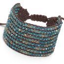 Large Woven Bead Cuff (Ocean Spray)