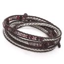 Woven Wrap Bracelet (Berry/Silver)