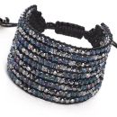 Large Woven Bead Cuff (Blue Lightning)