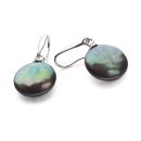 Button Pearl Earrings (Metallic Grey)
