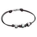 Silver Bead and Leather Bracelet