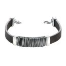 Oxidised Silver and Brown Leather Bracelet