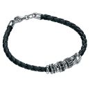 Black Cubic Zirconia and Leather Bracelet