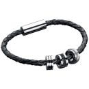 Leather, Crystal and Steel Bracelet
