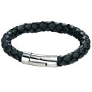 Steel and Thick Leather Bracelet