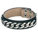 Steel Chain and Leather Bracelet