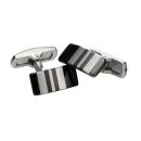 Black PVD and Steel Stripe Cufflinks