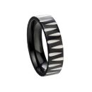 Black PVD and Steel Stripe Ring