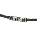 Brown Leather and Steel Beads Necklace