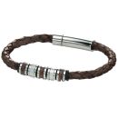 Brown Leather and Steel Beads Bracelet