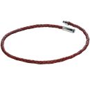 Steel and Brown Leather Weave Necklace