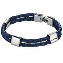Blue Leather and Steel Bracelet