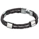 Brown Leather and Steel Bracelet
