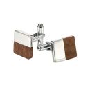 Silver and Wood Square Cufflinks