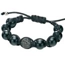 Black Agate and CZ Bead Bracelet