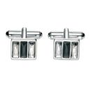 Trio Swarovski Silver Plate Cufflinks
