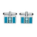 Blue Swarovski Silver Plate Cufflinks