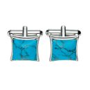 Silver Plate and Turquoise Cufflinks
